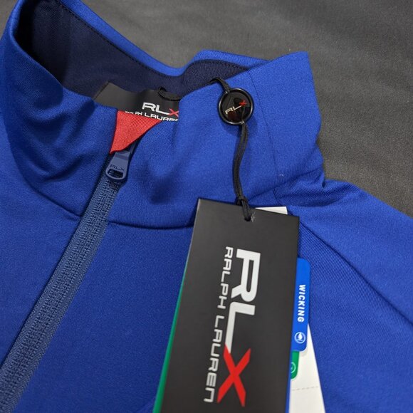 $148 RLX Ralph Lauren Luxury Performance Jersey 1/4 Zip Pullover Blue Size S - Picture 5 of 8